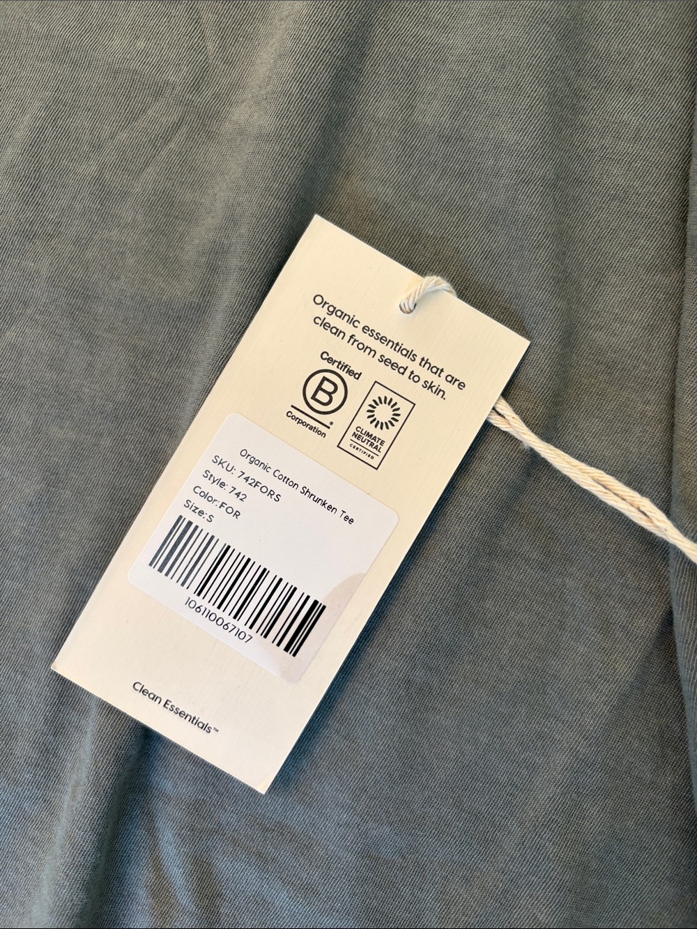 Mate the Label Cropped Shrunken Crewneck Tee in Forest NWT - Picture 3 of 5